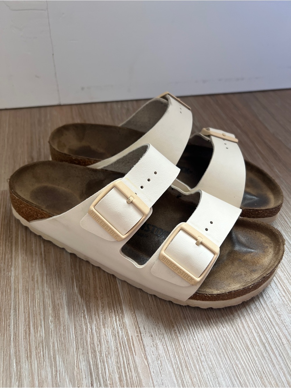 Birkenstock Arizona Sandals Size 38 / US 7 Narrow Cream Off White Double Strap